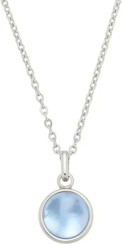 JEWELS BY LEONARDO Halskette Bea - Elegante Kette aus silberfarbenem Edelstahl mit blauem Glas-Cabochon und Perlmutt, ideal für Allergiker und vielseitig kombinierbar. Länge: 45-50 cm.