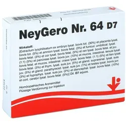 Neygero Nr. 64 D7 10 ML - Homöopathisches Arzneimittel zur Injektion, ideal für individuelle Therapieansätze und sanfte Unterstützung des Körpers. Enthält natürliche Wirkstoffe aus tierischen Lysaten.