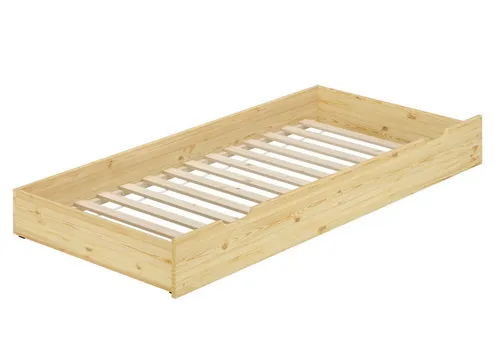ERST-HOLZ Bettschubkasten – Zusatzbett für Seniorenbetten - Hochwertiger Schubkasten aus Kiefer mit stabilem Lattenrollrost, ideal als Zusatzbett für Einzel- oder Doppelbetten, sorgt für zusätzlichen Schlafkomfort.