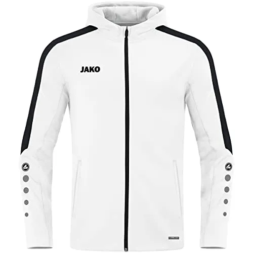 JAKO Herren Kapuzenjacke Power, Weiß, 3XL - Sportjacke für Herren, atmungsaktiv und mit flauschigem Fleece gefüttert, ideal für kalte Tage beim Sport oder in der Freizeit. Mit praktischen Reißverschlusstaschen für kleinen Stauraum.