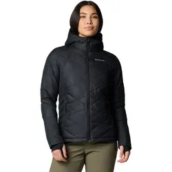 Columbia HEAVENLY HOODED JACKET schwarz L (42/44) - Funktionsjacke mit wasserabweisendem Material, ideal für Trekking und Wandern, ausgestattet mit Daumenlöchern und gemütlicher Kapuze mit Fellimitat.