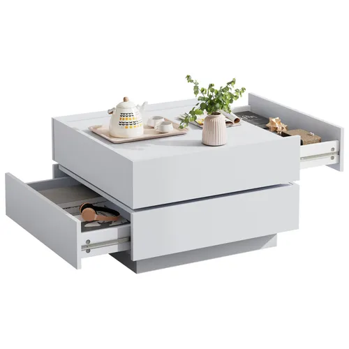 Couchtisch mit 360° drehbarer Tischplatte in weiß von EUAKT GmbH