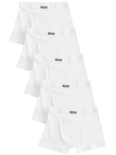 NEXT Jungen Boxershorts mit weichem Taillenbund, 5er-Pack Weiß 92-98