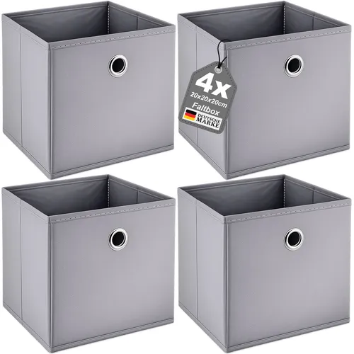 Faltbox 4er Set Aufbewahrungsbox Faltkiste Box Regalbox Staubox faltbar 20x20x20