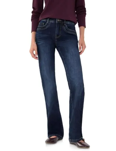 Street One Studio Damen Mid Waist Bootcut Jeans im Slim Fit