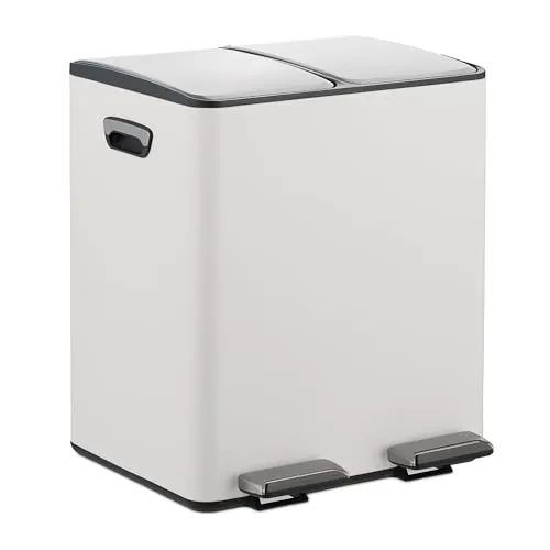 Mülleimer Mülltrennsystem 15l - Treteimer für die Küche - Praktischer 2-Fächer Treteimer mit Deckel für müheloses Mülltrennen in der Küche. Stilvolles Design und einfache Handhabung.