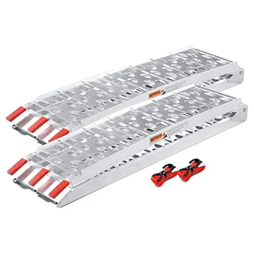 Wiltec 2X Auffahrrampe 223 cm 680 kg für ATV Motorrad Quad, Aluminium Auffahrschiene faltbar, Verladerampe rutschsicher