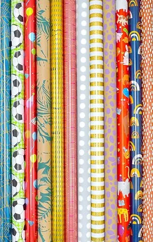 Rollen Geschenkpapier, Rolle 200 x 70 cm, Geburtstag, Ganzjahr, Bunt, Mix gemischt, Verpackung, Geschenkverpackung, Geburtstag, Feier, Papier 10
