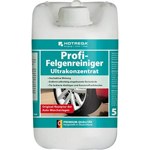 HOTREGA® Profi Felgenreiniger H210105005 - 5 l Kanister (Konzentrat) - Autopflege & Motorradpflege - Hochaktiver, säurehaltiger Kraftreiniger für extrem verschmutzte Felgen, entfernt mühelos eingebrannte Rückstände.