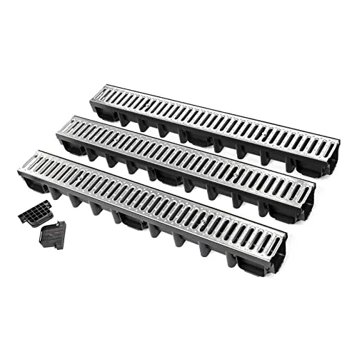 HYDROTEC Entwässerungsrinne SELFline mit verzinktem Stahlrost 3er Set Klasse A15 3 Meter