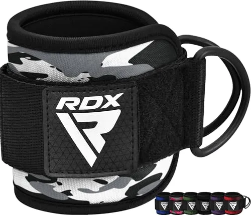 RDX Fußschlaufen Kabelzug Gepolstert, 7MM Neoprenstütze 10”x4”, Ankle Straps, Handgelenk wickelt Mit 2 D-Ring für Cable Machine Fitness Training Fußmanschetten Gym Gesäß Beintraining, Frauen Männer