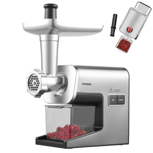 Elektrischer Fleischwolf SB-7080 – Wurstmaschine und Zerkleinerer - Hochwertiger Edelstahl-Fleischwolf mit 2000 W Leistung, 3 Lochscheiben und Metallgetriebe. Ideal für die Zubereitung von frischem Fleisch in der eigenen Küche.