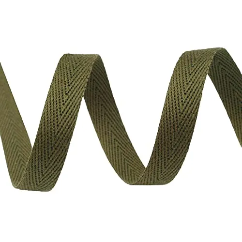 Köperband 1m x 10mm breit große Farbwahl Einfass- Nahtband Gurtband Baumwollband, Größe:10mm, Farbe:olivgrün