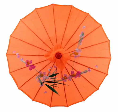 Sonnenschirm 055b Deko Schirm Kunstfaser orange Bambus Holz Bali Asia Ø 55cm