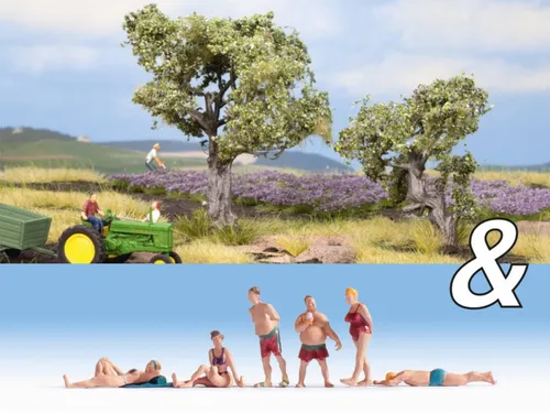 NOCH 94001 Ausschmückungsset Badende und Olivenbäume Figuren und Bäume H0 Neu