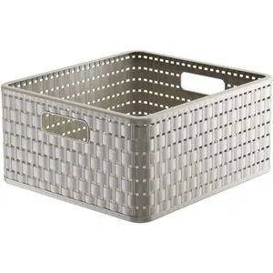 Rotho Aufbewahrungskorb Country, 14L, 32,8 x 16 x 30 cm, Kunststoff, cappuccino