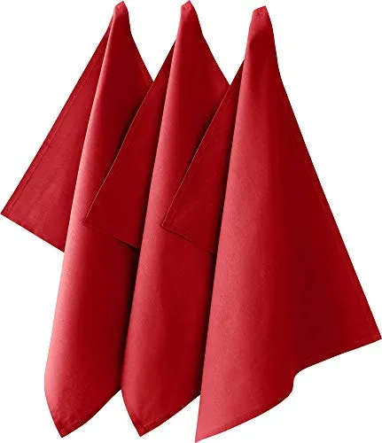 REDBEST Geschirrtuch, Küchentuch 3er-Pack Seattle, 100% Baumwolle rot Größe 50x70 cm - saugstarke, strapazierfähige Qualität, mit Aufhängung (weitere Farben)