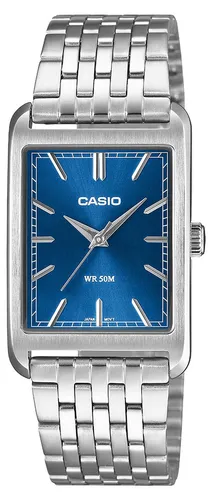 Casio MTP-B215D-2AVER Quarz-Uhr aus Edelstahl in Blau - Elegante Armbanduhr mit batteriebetriebenem Quarzwerk, kratzfestem Mineralglas und mattiertem Edelstahlarmband. Ideal für jeden Anlass, wasserdicht bis 5 bar und in stilvollem Design.