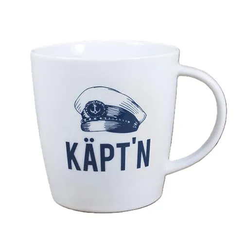 Bow & Hummingbird - 1824021-4 - Kaffeebecher, Maritim, Käpt´n, Porzellan, 10cm x 9,5cm, 360ml, spülmaschinen- und mikrowellengeeignet