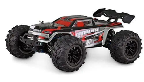 Amewi RC Auto Conquer Truggy Li-Ion 1300mAh rot - RC-Modelle: Robuster 1:16 Truggy mit 40 km/h, Aluminium-Top-Deck für Stabilität und spritzwassergeschützte Elektronik für unbeschwerten Outdoor-Spaß.