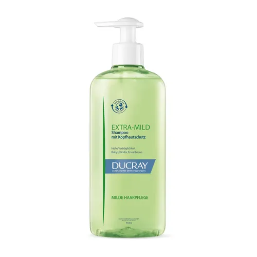 Ducray Extra-Doux Shampoo für häufiges Haarewaschen 400 ml - Shampoo für häufiges Haarewaschen, reinigt sanft und sorgt für Glanz und Volumen, besteht zu 91% aus natürlichen Inhaltsstoffen, ideal für gesunde Haarpflege.