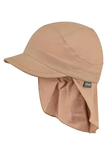 Sterntaler Schirmmütze Nackenschutz Basic – Leichte Kindermütze aus Bio-UV-Popeline mit Nackenschutz, UV-Schutz 50+, Taupe, Größe 53