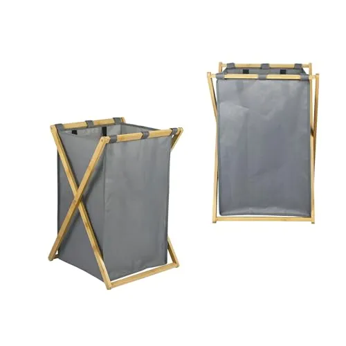 Wäschekorb aus Bambus - 48 Liter - Faltbar & platzsparend - Abnehmbarer Wäschesack - Robust & stabil - Ideal für Schlafzimmer, Badezimmer & Kinderzimmer - Wäschesammler