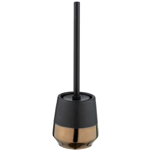 WENKO WC-Garnitur Mod. Brandol - Edler Bürstenhalter aus Keramik - WC-Bürsten & Halter: Hochwertiger, eleganter Bürstenhalter in mattem Schwarz mit kupferfarbenen Akzenten, inklusive auswechselbarer Toilettenbürste für gründliche Reinigung.