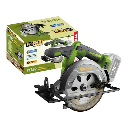 Procraft PCA32-BB Akku Handkreissäge 20 V 165 mm Brushless - ohne Akku & Lader