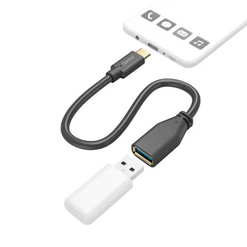 Hama USB-Adapterkabel OTG, USB-C auf USB-A, 15 cm - Praktisches USB-C-Adapterkabel für die Verbindung von USB-C-Geräten mit USB-A-Zubehör. Kompakt und vielseitig – ideal für den täglichen Einsatz.