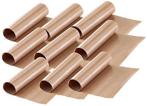 Rosenstein & Söhne Dauerbackfolie Glasfaser: Dauer-Backpapier & Antihaft-Bratfolie aus Glasfaser, beige, 9 Stück (Backfolie, Backofenfolie, Schutzfolie)