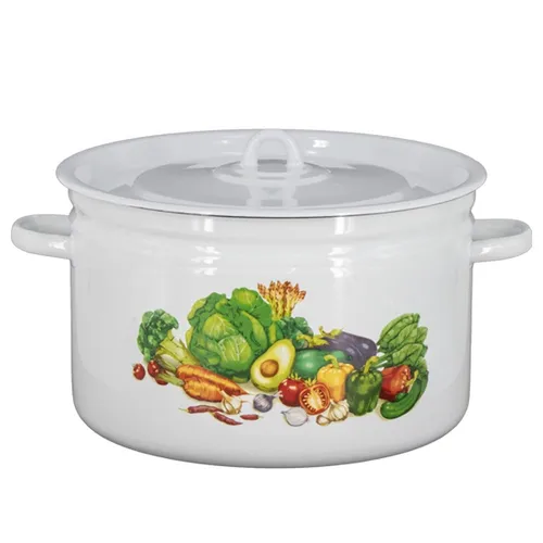 Emaille Suppen Kochtopf mit Gemüse-Motiv 4,5 Liter