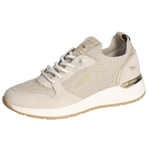 MUSTANG Damen Sneaker Freizeitschuh Schnürung sportlich Halbschuhe 1487-301, Größe:37 EU, Farbe:Beige