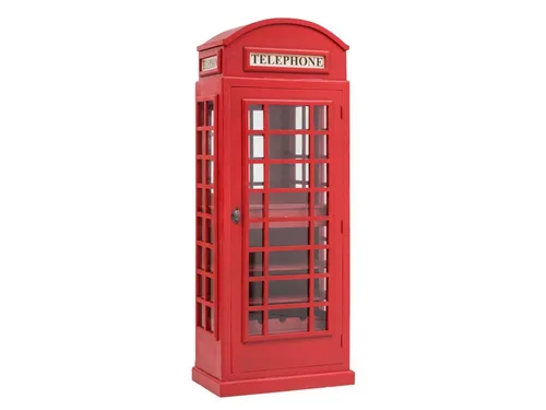 massivum Weinregal Barschrank Telefonzelle Rot - Weinregal und Barschrank in einem, aus massivem Mangoholz, bietet Platz für Weinflaschen und Gläser, ideal für stilvolle Wohnräume.