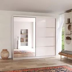 Schwebetürenschrank Kleiderschrank Schrank 233 cm Weiß/Weiß mit Spiegel - Multi 35 - Weiß