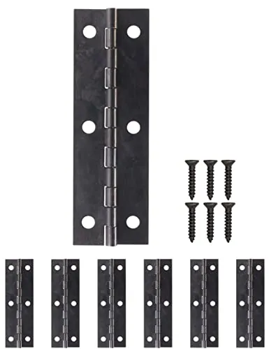 FUXXER 6x Antike Scharniere, Metall-Scharniere im Vintage-Stil, 75 x 24 mm, antik schwarz