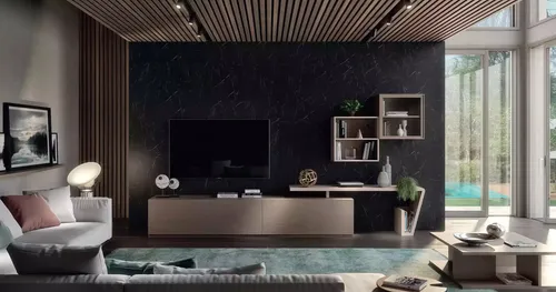 Moderne Wohnzimmer Wohnwand 360 cm in Braun - Elegante Anbauwand für Ihr Wohnzimmer, bietet 4 Regalfächer und eine stilvolle Optik. Perfekt für die Präsentation Ihrer Unterhaltungselektronik und schafft einen modernen Wohnraum.