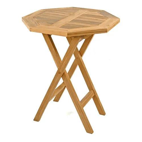 Divero klappbarer Gartentisch Nizza aus Teak Holz, behandelt – wetterfest – Ø 60 cm – Farbe: Natur-Braun