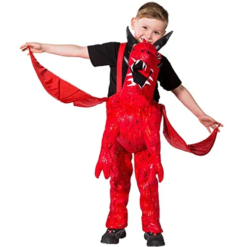 Roter Drache Huckepack Kostüm für Kinder - Kostüme für Kinder – Ideal zum Hineinsteigen für Ritterspiele und Mittelalter-Partys, fördert die Fantasie und sorgt für unvergessliche Erlebnisse.