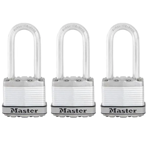 Master Lock M1EURTRILH - 3 Hochsicherheits-Vorhängeschlösser 45mm gleichschließend - Vorhängeschlösser mit Schlüssel, witterungsbeständig und ideal für den Außenbereich. Mit Borcarbid-Bügel für hohen Schutz gegen Bolzenschneider, perfekt für Kellerräume und Tore.