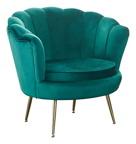 SalesFever Muschelsessel - Samt Grün - 394175 - Sessel aus hochwertigem Samt, stilvolles Design in grün, ideal für moderne Wohnräume und gemütliche Atmosphäre.