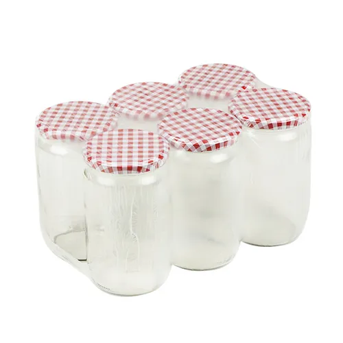 Einmachglas 720ml rund 6er Set in klassisch zeitlosem Karo Design Glas Deckel