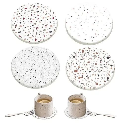 Untersetzer Runde, 4 Glasuntersetzer für Gläser, Getränkeuntersetzer, Abwaschbares Untersetzerset, Kieselgur Untersetzer für Tee, Biergetränke, Kaffee, Glas, Bar, Tischuntersetzer