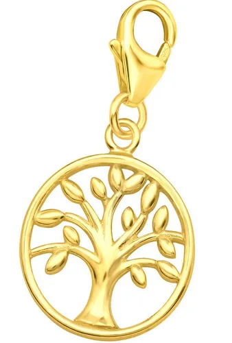 Limana Charm-Einhänger Karabiner Anhänger 925 Silber gold Lebensbaum (inkl. Geschenkdose), Baum des Lebens Geschenkidee für Armband Kette Armbandanhänger