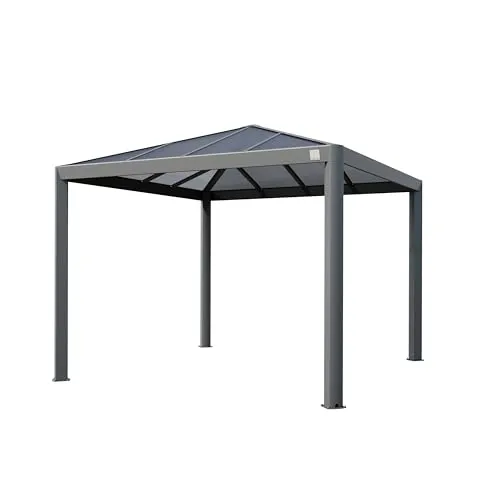 PRIMEYARD Gartenpavillon 3x3 m - Robuster Hardtop Pavillon - Pavillon mit stabiler Aluminium-Konstruktion und 100% wasserdichtem Polycarbonatdach, ideal für ganzjährigen Einsatz und ausgezeichnet mit dem Red Dot Award für herausragendes Design.