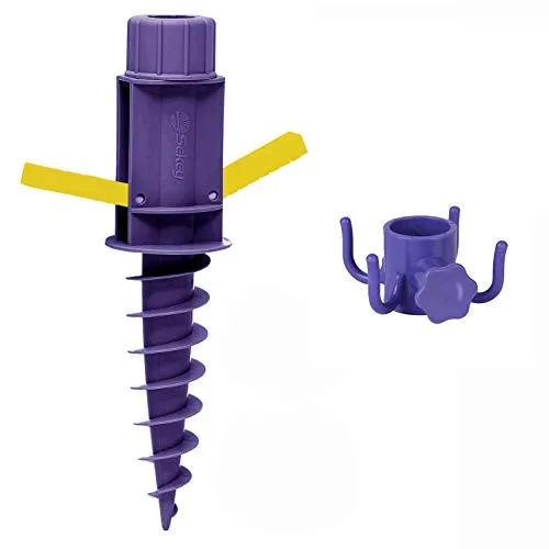 Sekey Schirmhalter Sonnenschirmhalter Bodendübel Einschraubhülse mit Aufhängehaken, für Stöcke bis Ø 32 mm