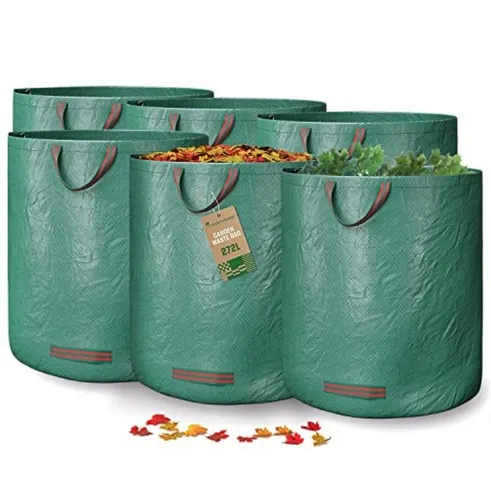 GardenGloss 6x Gartenabfallsack mit Griffen in grün von GardenGloss