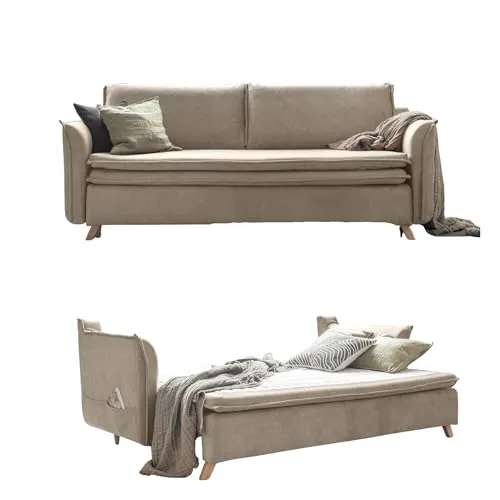 MIUFORM Dauerschlafsofa 140x200 - Bequemes 3-Sitzer Sofa mit Bettkasten - Sofas & Couches – Innovative Schlaffunktion mit separater Matratze für täglichen Schlafkomfort. Praktischer Bettkasten für Kissen und Decken, ideal für jeden Raum.