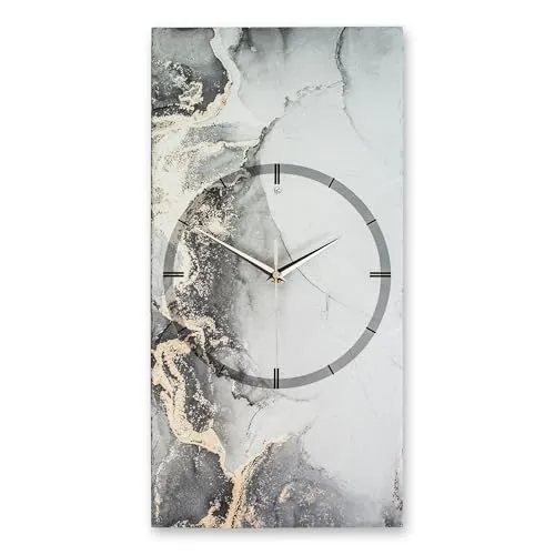Kreative Feder Designer-Wanduhr Grey & Gold Marble in grau von Kreative Feder