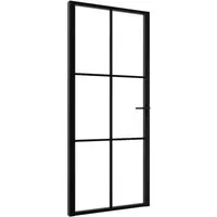 vidaXL Innentür ESG Glas und Aluminium 93x201,5 cm Schwarz - Moderne Innentür aus gehärtetem Glas und Aluminium, ideal für stilvolle Raumübergänge. Lässt viel Licht herein und sorgt für ein gemütliches Ambiente.